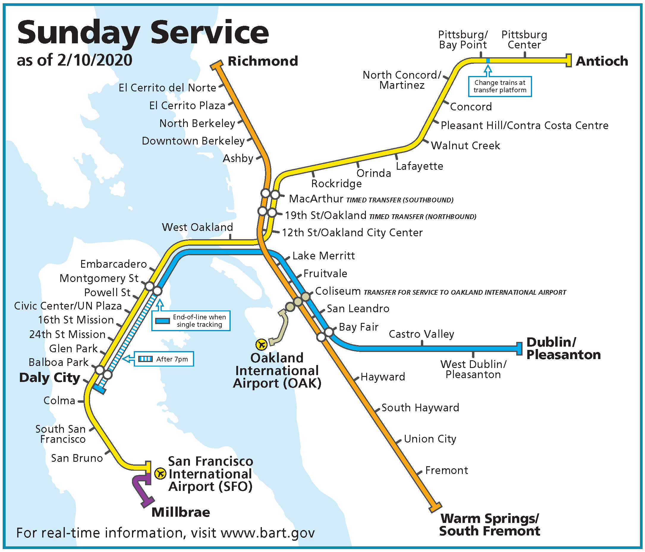 BART schedule change begins February 10, 2020 Bay Area Rapid Transit